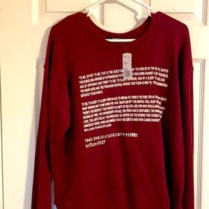 Forever 21 Shakespeare sweatshirt. NWT L
